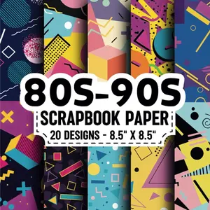 80s 90s Scrapbook Paper: 20 Of Retro 80s 90s Patterns 8.5" x 8.5" for Scrapbooking, Mixed Media, Origami, Wrapping Paper, Junk Journaling, Decoupage, DIY, Card Crafting, and More Paperback – August 20, 2024