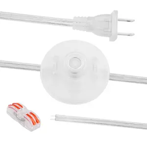 6ft Foot Switch Lamp Cord Replacement, Clear Floor Light Switches with Plug, Foot Tapper Pedal Lamp Wire Switch, AC 125V Step ON Off Push Button, Repair DIY Replace Footswitch Fixtures