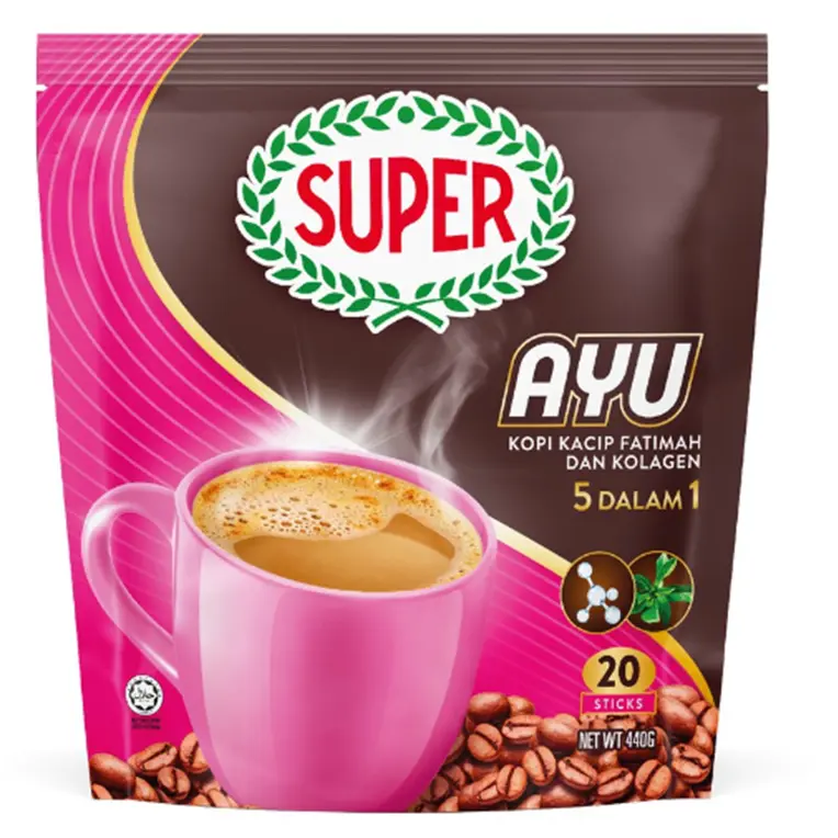 Super Power 5-In-1 Natural Kacip Fatimah & Collagen Coffee Beverage with Botanical Extracts, Convenient Glucose Syrup Creamer, 440g
