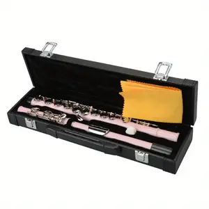 Cupronickel C16 Closed-Hole Concert Flute for Beginners, Pink Polished Finish, Durable Easy-Clean Design, with Cleaning Tools & Case, Ideal for Music Amateurs