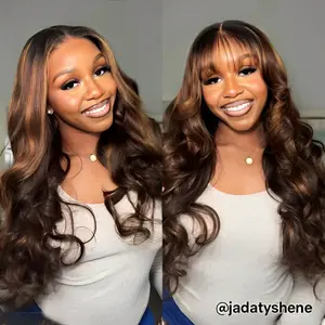 Mscoco Hair 6x5 Glueless Honey Blonde Highlight Human Hair Wig  Wear And Go Pre Bleached Knots Wig Pre-Cut 6x5 HD Lace Closure Wig