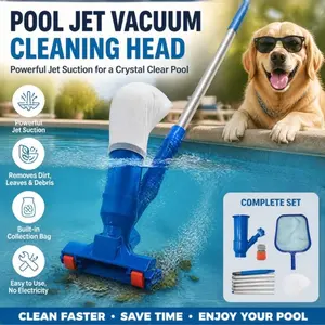 Swimming pool cleaning tool with a bottom brush and suction head, swimming pool cleaning vacuum jet tool, Pool Cleaning Equipment