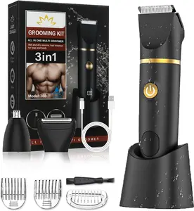 3 in 1 Painless Electric Razors for men,Waterproof Pubic Hair Trimmer and Facial Hair Remover,LCD Display Body Shaver for Trip,Rechargeable men's Grooming Kit tiktokshopspringglowup