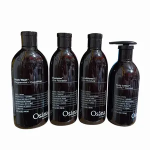 4-pc Osana body care set, ultra hydrating shampoo, ultra moisturizing conditioner, peppermint+ Cucumber, body wash, vanilla, coconut body lotion