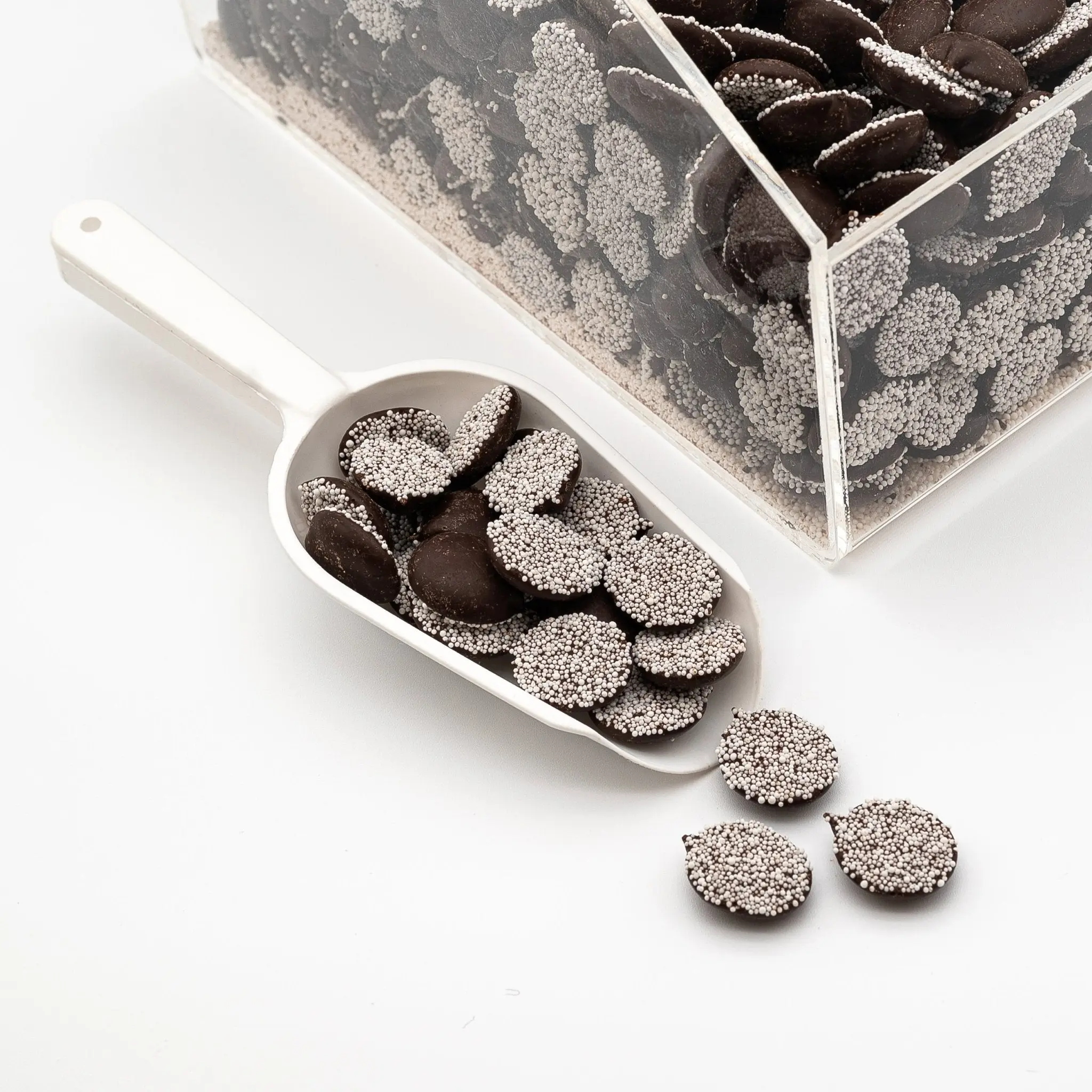 Dark Chocolate Nonpareils - Sweet and Hard Dark Chocolate Nonpareils - 4 oz & 8 oz & 1 lb Chocolate Bag Bonbon Snack
