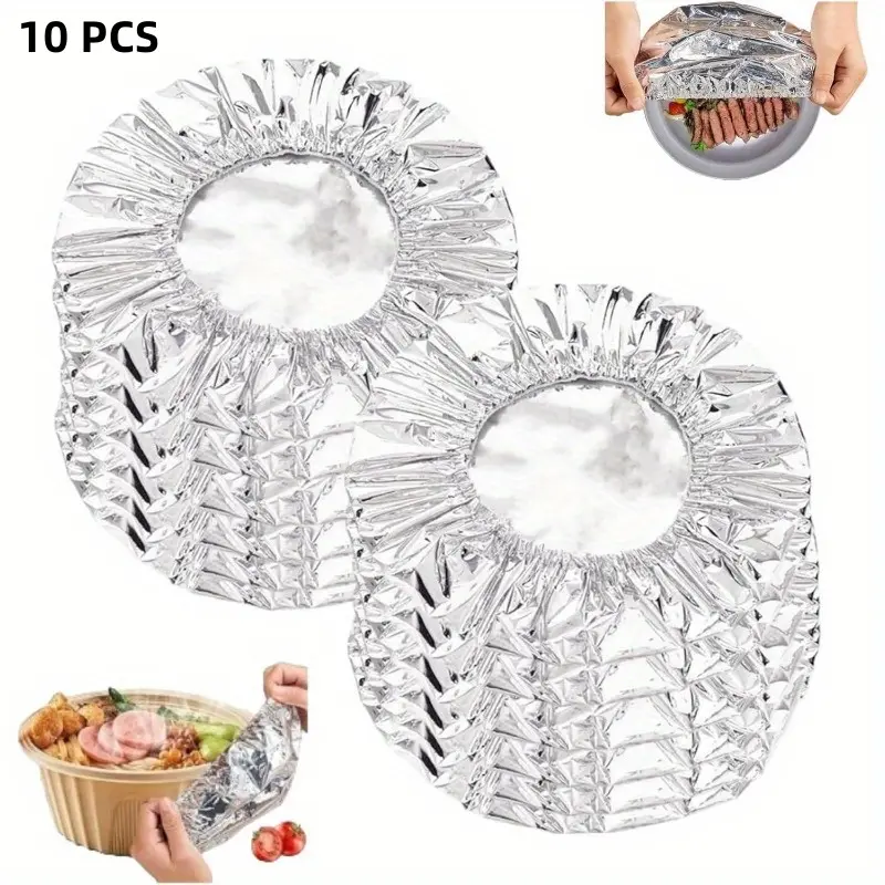 Reusable Food-Grade Tin Foil Stretch Lids with Stretch-On Fit, Insulated Seal Cookware for Kitchen DIY Food Storage, Microwave & Refrigerator Safe, Reuse Every Time