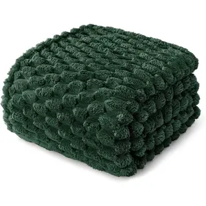 King Size for with Expanded 3D-Jacquard Pattern, Fuzzy Exquisite Blankets or, Warm and Fluffy, 90x104 Inch, Emerald