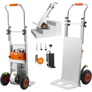 VEVOR Electric Stair Climbing Dolly, 440lbs Capacity Electric Stair Climbing Hand Trucks with 157.5in Rope Folding Handle, Heavy Duty Stair Climber for Warehouse Logistics, Moving Furniture(Silver)VEVOR Super Brand Day