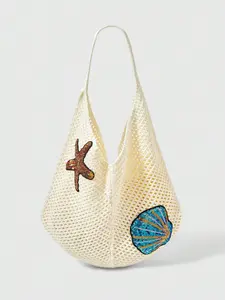 Vacation Style Starfish Shell Crochet Beach Bag, Includes Matching Accessories, Fashionable Women's Shoulder Bag, Perfect for Casual Use