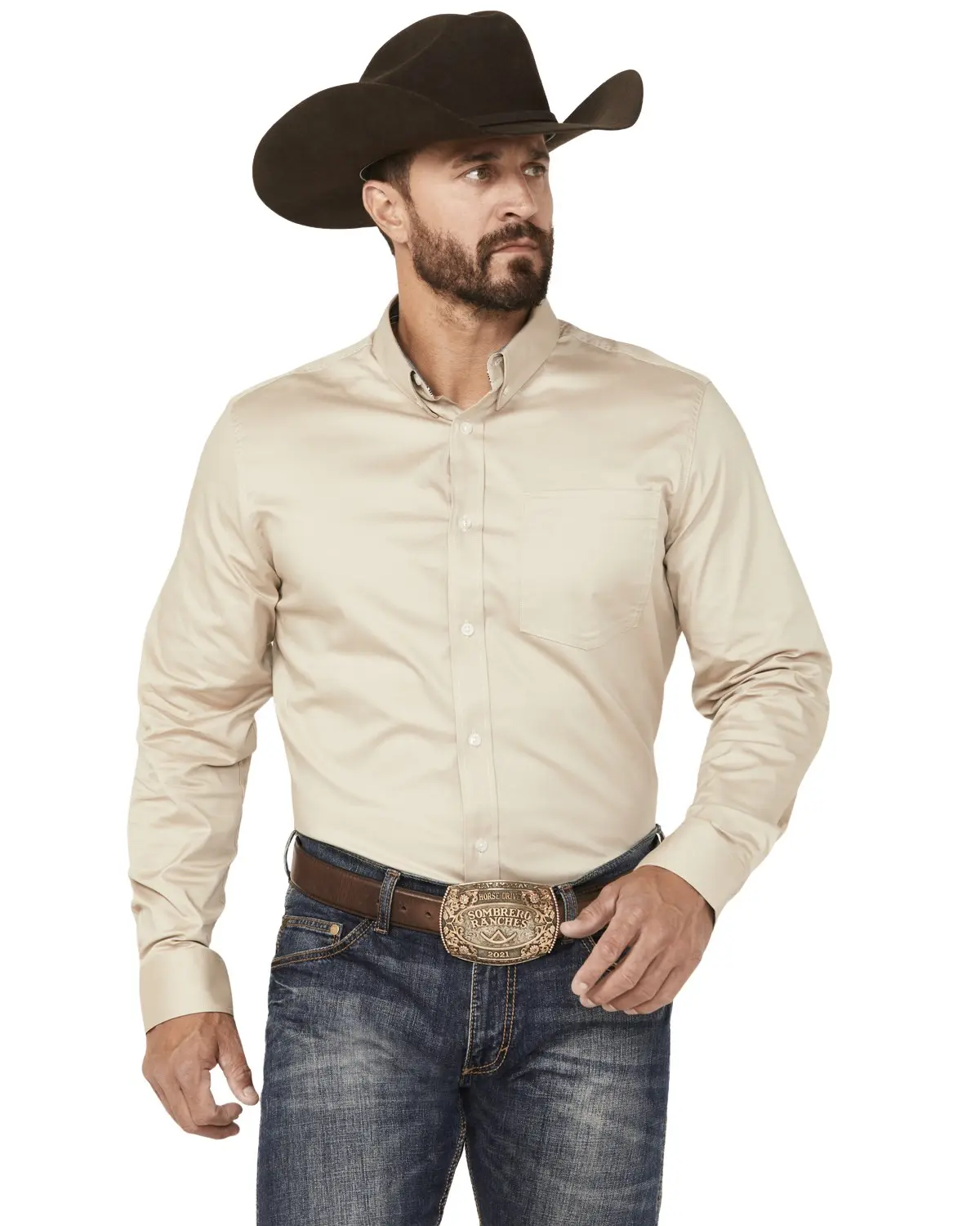 Cody James Men's Men'S Basic Twill Long Sleeve Button-Down Performance - Cjfa23w17-Tan