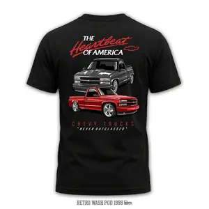 RETRO Chevy Trucks Heartbeat of America Men's T-Shirt Classic OBS, Car Lover Tee, Full Color, 100% Cotton Unisex Tee Made in USA.
