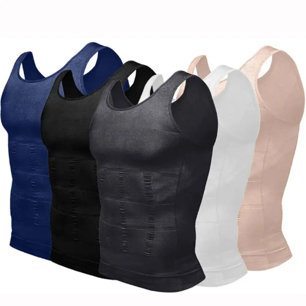 1/2 Pack Men's Compression Shirt, Sleeveless Body Shaper Tank Top for Athletic Workouts, Breathable Abdomen Control Undershirt