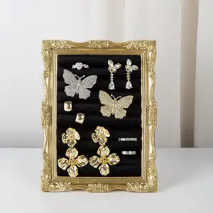 Resin Frame Jewelry Display Stand, High-End Velvet Ring Holder, Jewelry Show Live Prop, Elegant Resin Photo Frame Decor, Multilayer Storage