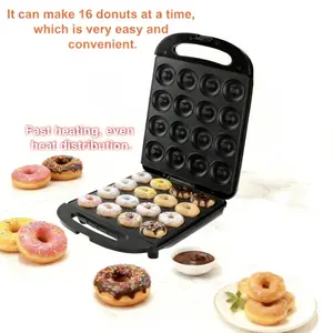 16-Hole Electric Donut Maker Double-Sided Heating Non-Stick Baking Pan Easy to Clean for Breakfast Snacks & Desserts Fast Heating Even Distribution Perfect for All