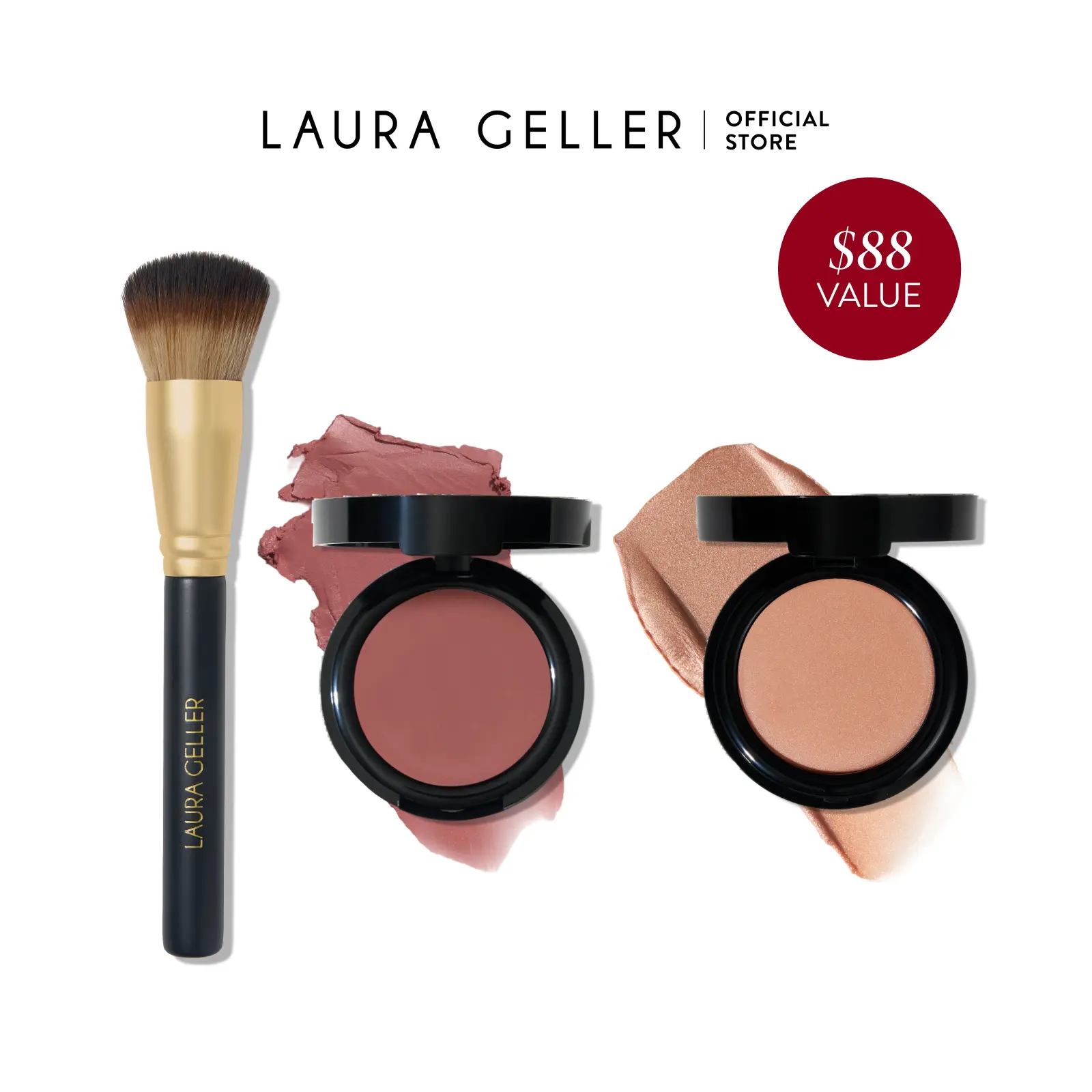 Laura Geller The Wonder Balm Everyday Kit 3PC - Hydrating Blush & Skin Tint with Wonder Brush for Streak-Free Application