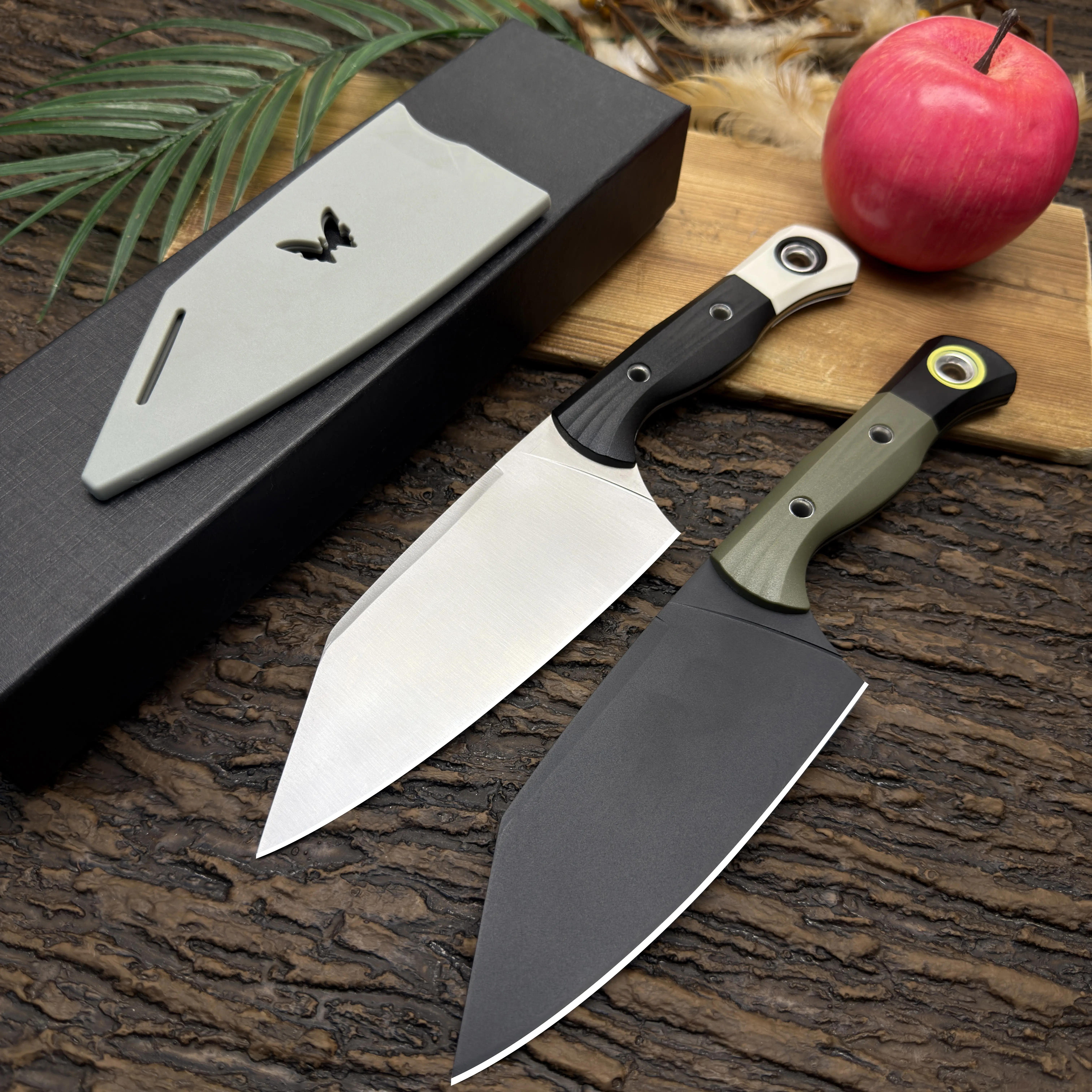 2-Piece Stainless Steel Kitchen Knives Set - Contoured Grips for Less Hand Fatigue, Edge Retention Polished Blades, Sheath Shields Blade at Rest for Daily Kitchen Tasks, Two Pieces, Dual-Tone
