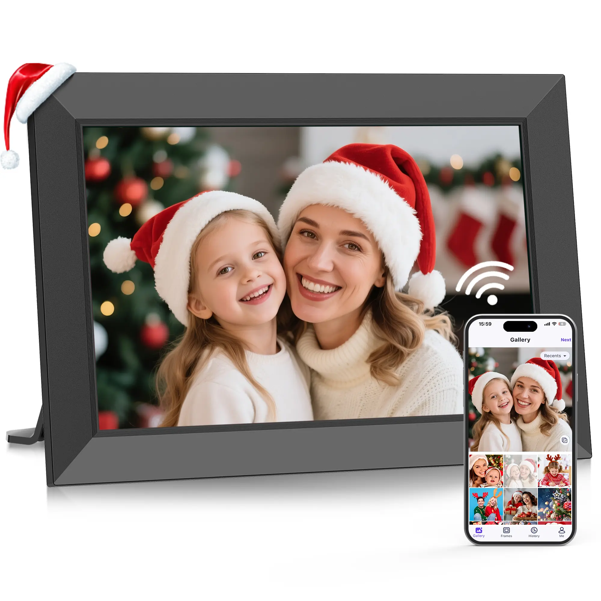 Uhale 10.1'' Digital Picture Frame,Electronic Picture Frames 1280 * 800 HD IPS Touch Screen,32GB Storage & SD Slot,Tabletop&Wall-Mounted,Use “Uhale”APP Instantly Shares Photos and Videos-Best Gift Ideal Gifts for Women Men Birthday Family