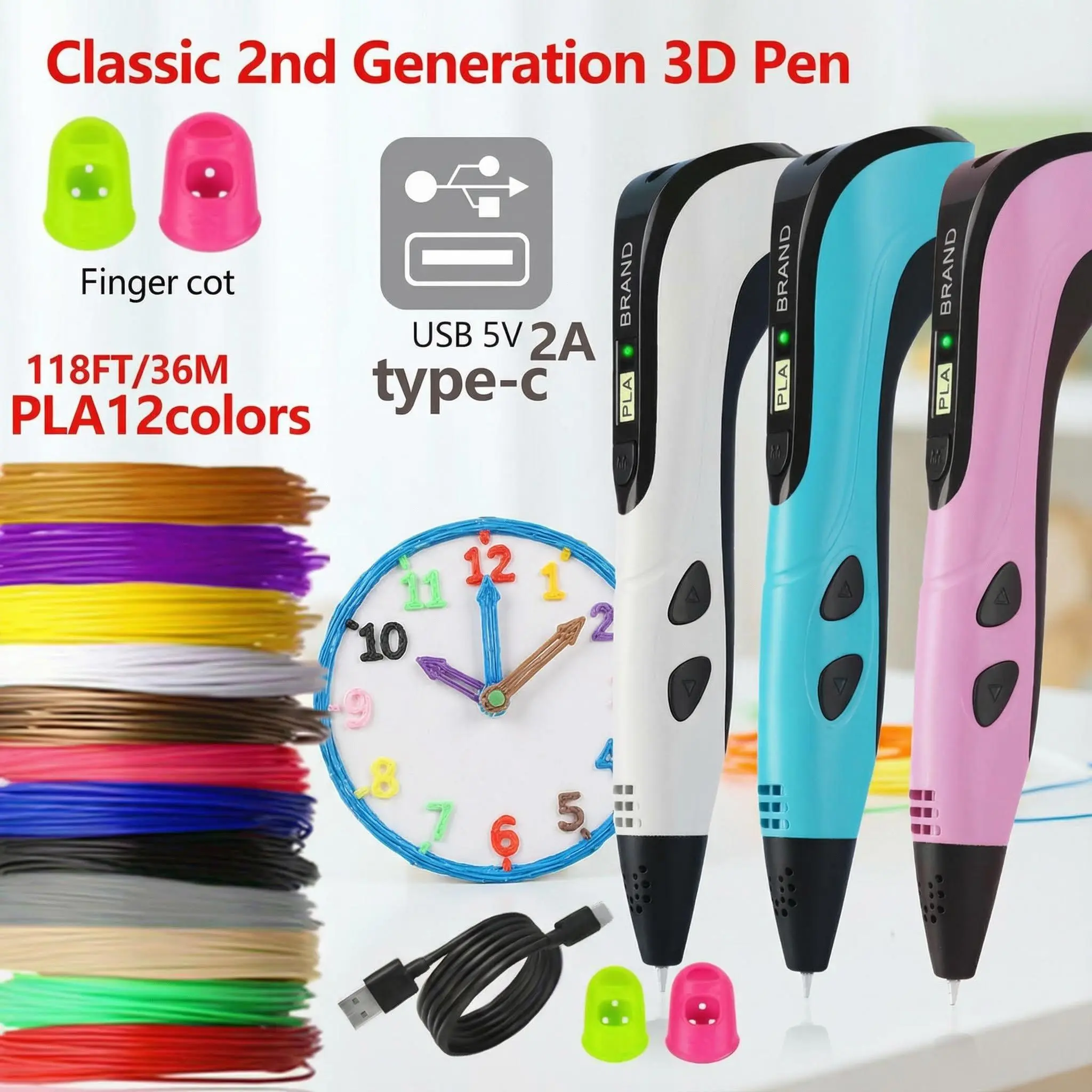3D Pen Set - 3rd-Gen Upgraded DIY Creative Graffiti Art Tool for Kids with LCD Display, Stepless Speed Control, PLA/ABS Temp Control, Type-C USB Charging, Ideal Handmade Gift for Decorations (Christmas, Birthday)