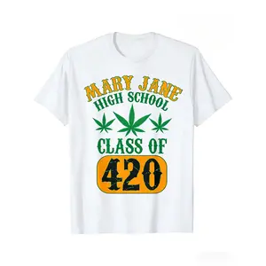 1pc Men's Class Of 420 Weed Graphic T-Shirt, 100% Fabric, Crew Neck, Short Sleeve, Regular Fit, Weekend Casual Wear, All-Season Casual Wear, 180gsm - Ideal for Valentines New Year's Day Father's Day Christmas, Holiday Gift, Seasonal Apparel