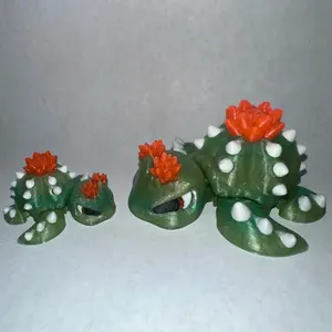3D Printed Flexi Grumpy Cactus Turtle - Mini or Small Size Decorative Figurine
