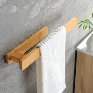 Easy-Install Solid Wood Towel Rack - Space-Saving, No-Drill Wall Mount for Bathroom & Kitchen Storage