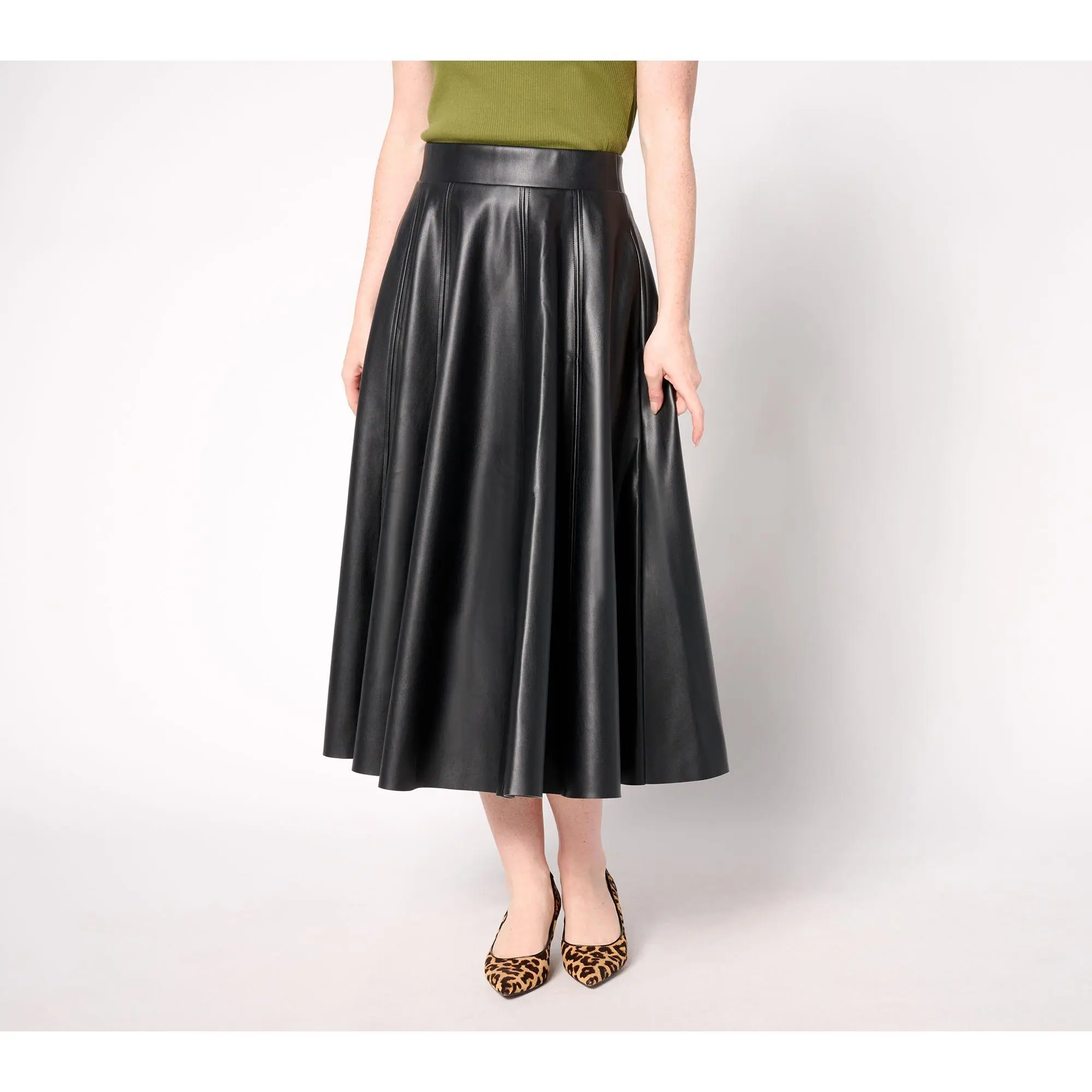Carla Rockmore Collection Regular Faux Leather Circle Skirt