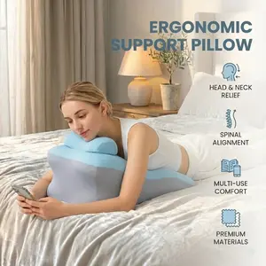 Memory Foam Pillow, Ergonomic Design, Versatile Used， for Neck, Back and Leg Support, Suitable for Face-Down Reading , Soft and Comfortable Fabric, Multi-Purpose, Removable, SleepingPillow Home, Sofa,Living Room,Bed