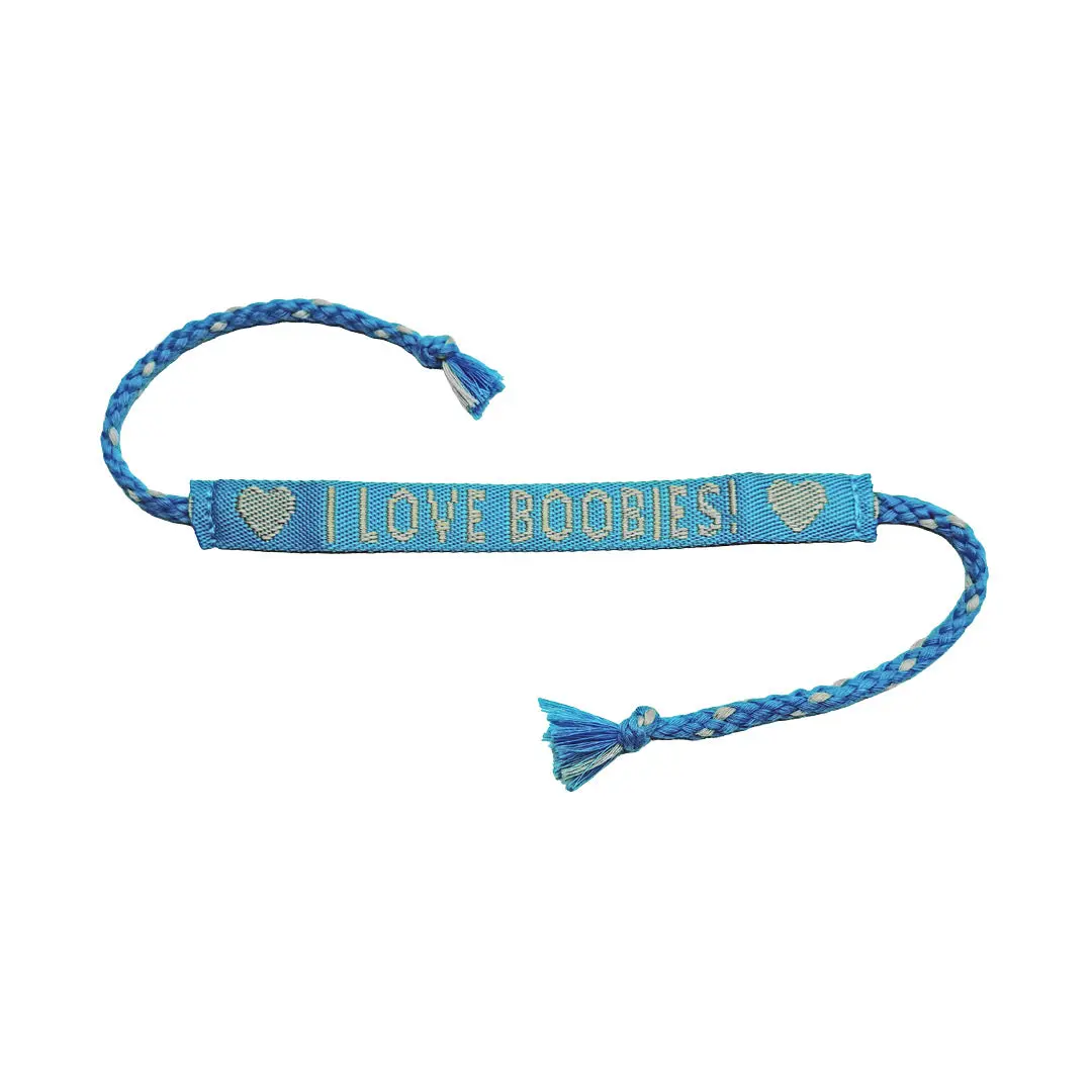 i love boobies! Woven Bracelet - Stormy Sky (Light Blue / Gray)