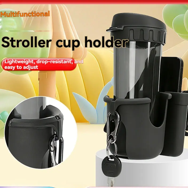 360 Degree Rotating Cup Holder, Tool-Free Installation, Non-Slip Handle, Secure Locking Beverage Stand, Ideal for Travel, Compatible with Bikes, Strollers, Wheelchairs