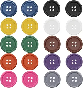 50 count 25mm 1 Inch Buttons for Crafts, Large Buttons 4 Hole Round Sewing Buttons Mixed  Colored Craft Buttons for Sewing Scrapbooking and DIY Crafts (Each Color 5 count)