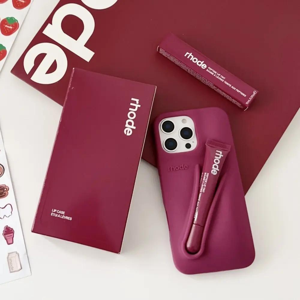 Premium Liquid Silicone Phone Case with Lipstick Base - Protective Matte Cover for iPhone Series, trending case, cute case, hot case