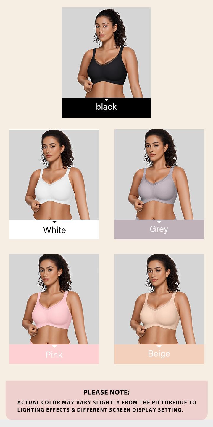 KatchMe Women's Elegant Solid Color Wide Strap Seamless Push-Up Wirefree Bra, Non-Wired 3/4Coverage Breathable Underwear, Smoothing Bralette