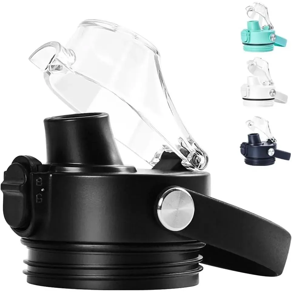 Auto Spout Lid for YETI Rambler 18/26/36/64 oz Water Bottles, Replacement Lid for YETI, Ideal Chug Lid with Push Button Lock & Soft Handle Cover Drinkware