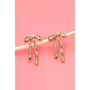 LONG BOW RIBBON STUD EARRINGS