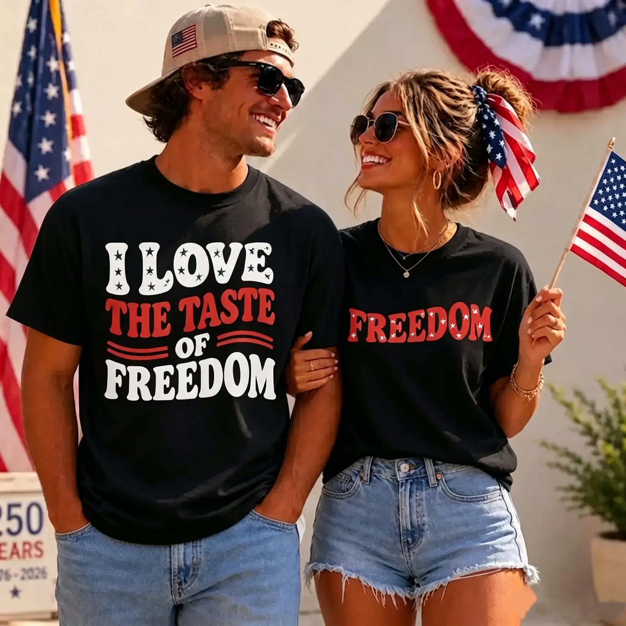 Women's Patriotic Printed Round Neck Shortsleeve Tee, Casual Couples Matching 4th of July Gift Top with Funny Parody Print for Friends