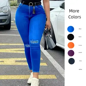 JUNBAOSS Women's Classic Mid Waisted Skinny Stretch Butt Lifting Jeans Women Totally Shaping Distressed Ripped Jeans Slim Fit Denim Pants