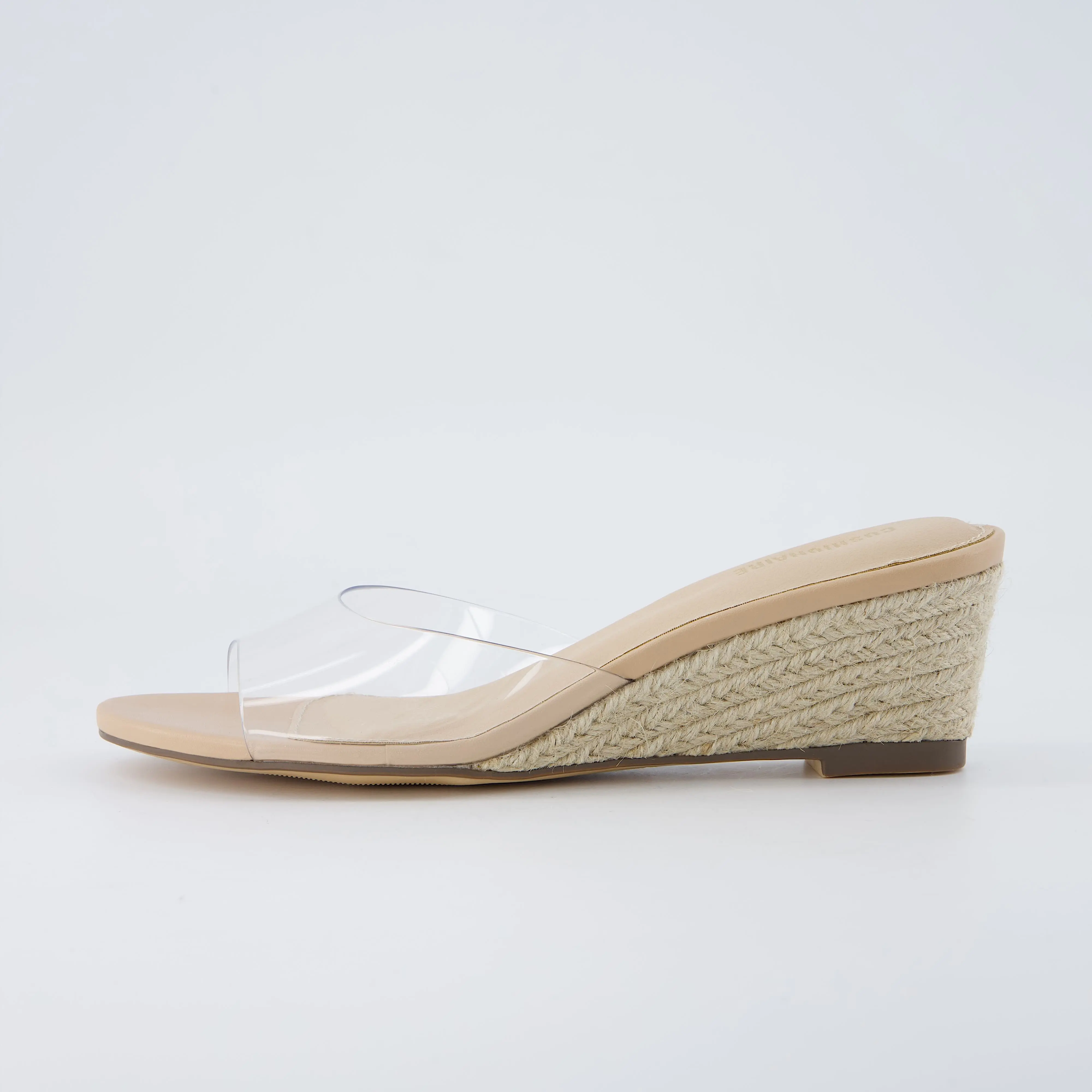 Cushionaire Brit Dress Wedge Sandals for Women | Clear Slip-On Espadrille Heels with Soft Memory Foam for Comfort