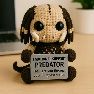 Emotional Support Predator, Handmade Crochet Alien Hunter Plush Doll