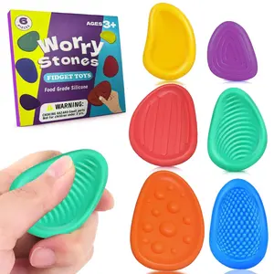 Colorful Fidget Sensory Toy Set, 6 Pcs/Box Soft Worry Stones for Autism Calming, Creative Stress Relief Toys for Students, Sensory Grippie Set, Calming Sensory Tools