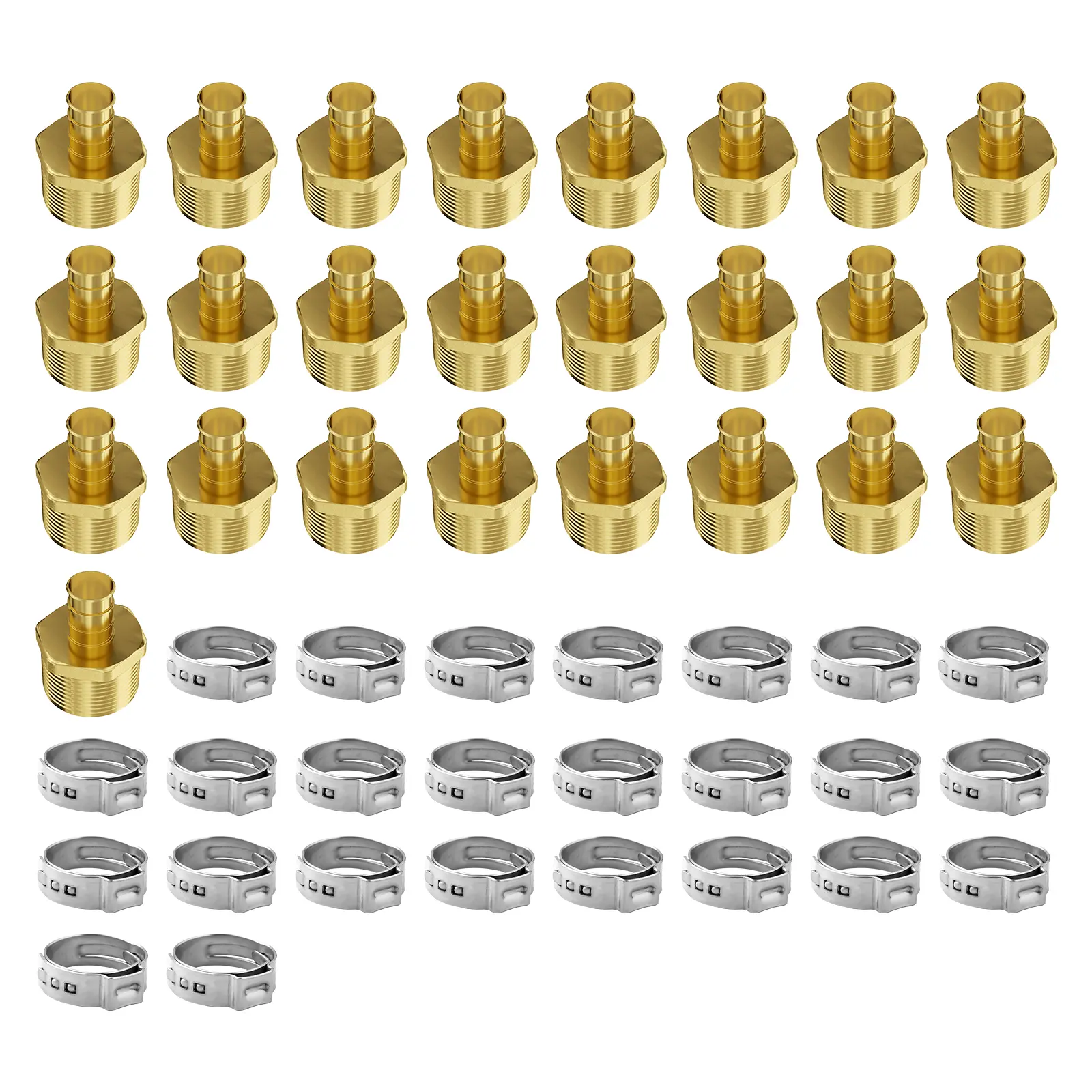 【Summerfinds】VEVOR Pipe Fittings,1/2" 25PCS Brass Pipe FittingsClamp-style 1/2 NPT External Thread Pipe Connector Brass Air FittingsPlumbing Fittings NPT Adapter for Heating/Shower SystemsWater Pipes