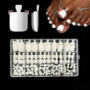 White Toe Nail Press Ons, Press On Toenails for Women, 150pcs White Toe Press On Nails tips, Fake Toenails Acrylic Toe Nail Tips Short Square False Toenails Artificial DIY 15 Sizes