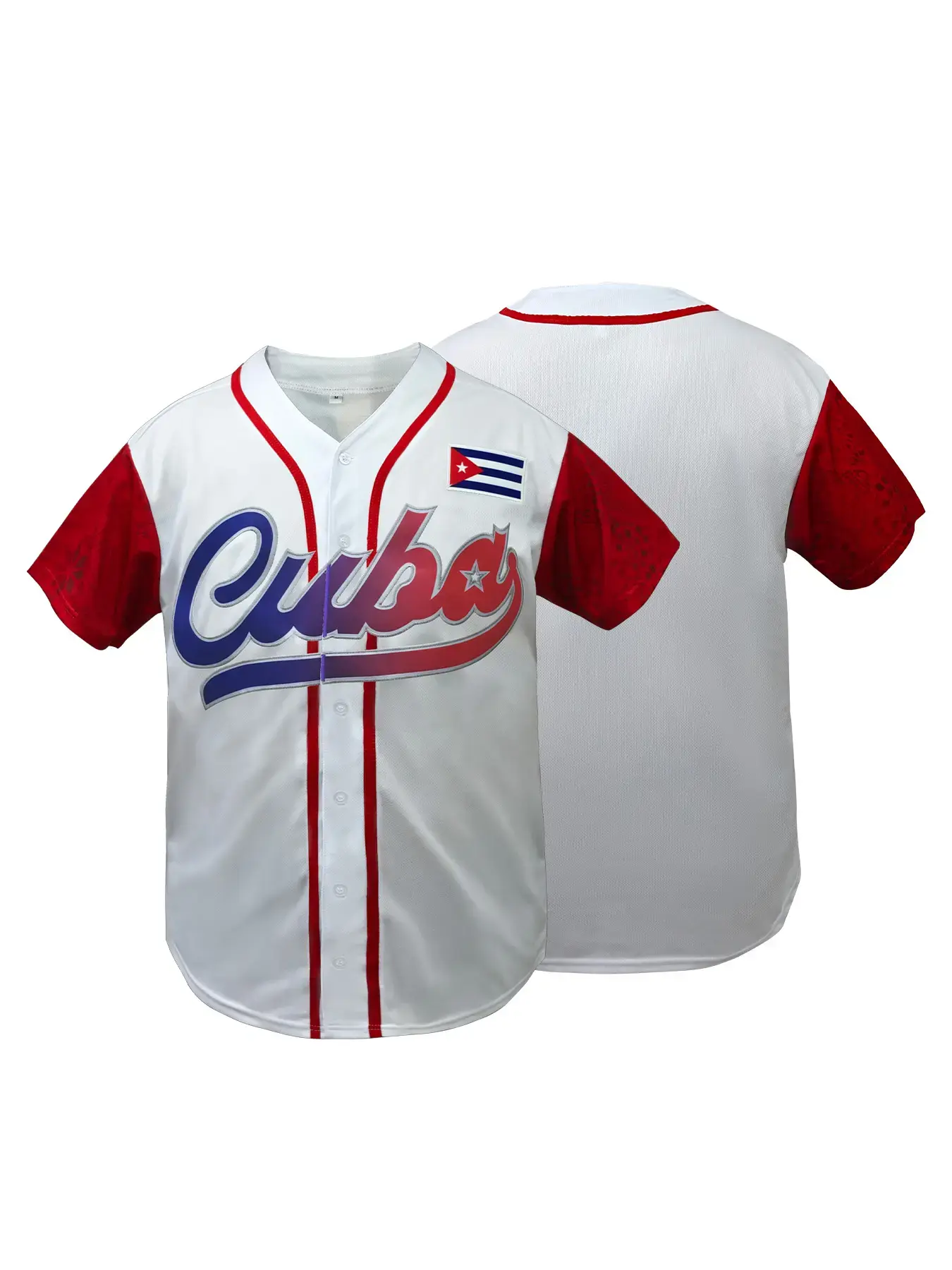 Cuba Embroidered Baseball Sports Style Jersey | Short Sleeve Breathable Sports Shirt | Casual Vintage Baseball Uniform for Fans Gift & Daily Wear | Athletic Tops | Embroidered Sportswear Top | Sports Clothing