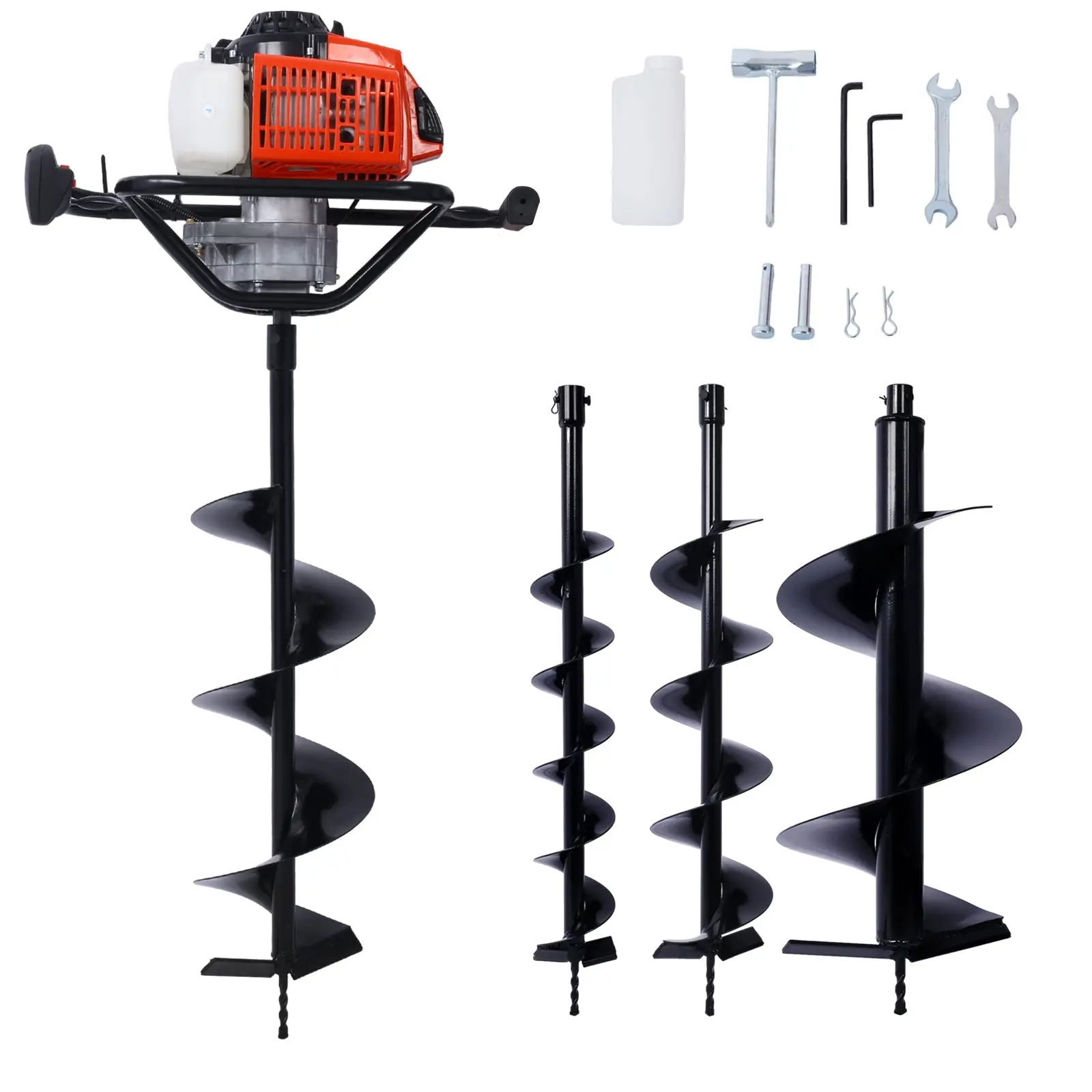 ELECWISH 2.7HP Gas-Powered Post Hole Digger with 4 Drill Bits