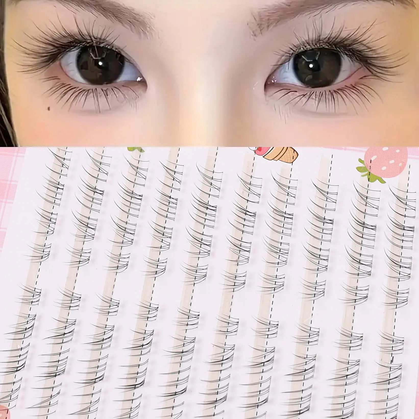 10 row DIY eyelash kit, eyelash extensions, Fluffy Eyelash Clusters, Fluffy cluster lashes, self grafting, easy to apply, with transparent stem, suitable for beginners, Korean style, fluffy appearance, C-shaped curl, 6-9mm length