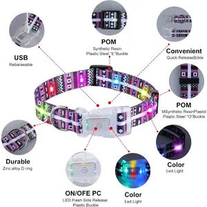 LED Light-Up ,leather  Dog Collar | Rechargeable, 2-in-1 Buckle, Top-Rated Rechargeable LED Dog Collar – Ultra-Visible Night Light, Adjustable Fit & IP67 Waterproof for Safe Evening Walks cat breakaway Up Dog Safety Collar glow pup material nylon pet