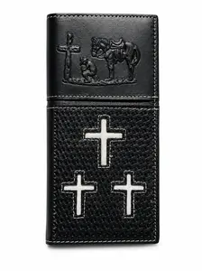 Western Cross Rodeo Wallet | Black Checkbook Wallet