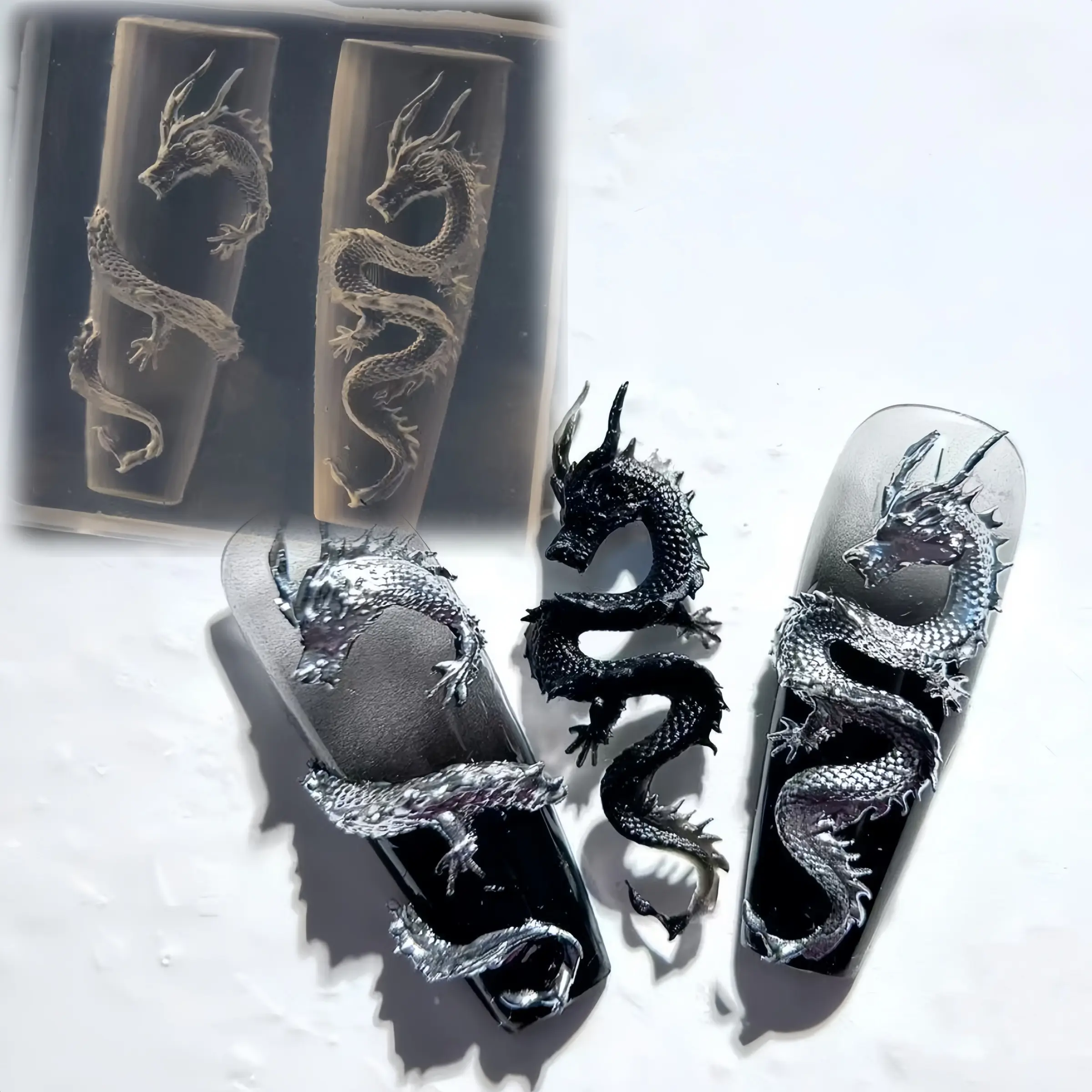 Professional Nail Art Silicone Mold, Dragon Head Design, Transparent DIY Nail Decoration Tool, Nail Tech Supplies, Perfect for Professional & Home Use