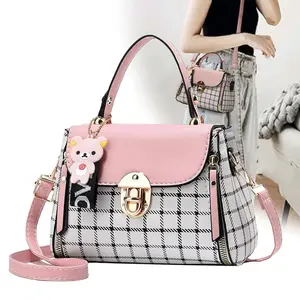 Fashion shoulder bag plaid handbag women's crossbody bag small square bag with adjustable shoulder strap