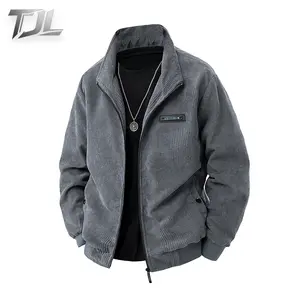 TJL Men's Classic Corduroy Zip-Up Jacket - Soft Textured Fabric, Comfort Fit, Casual Streetwear Style, Medium Size, Polyester Material mr plankton the man Menswear Ribbed burning outfit lapel zip men zip men Men's Varsity Baseball Sweatshirt Coat