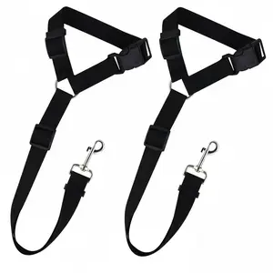 Dog Car Seat Belt, Adjustable Vehicle Seat Belt Lead with Elastic Buffer for Small Medium Large Dogs, Practical Nylon Dog Travel Restraint Fit for Cars Trucks (Black)